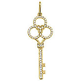 14K Yellow Gold Diamond Key Pendant