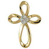 14K Yellow Gold Princess Diamond Cross Pendant