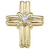 14K Yellow Gold Princess Diamond Cross Pendant