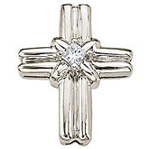 14K White Gold Princess Diamond Cross Pendant