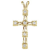 14K Yellow Gold Diamond Cross Pendant