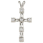 14K White Gold Diamond Cross Pendant