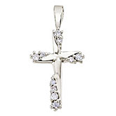 14K White Gold .20 Ct Diamond Cross Pendant