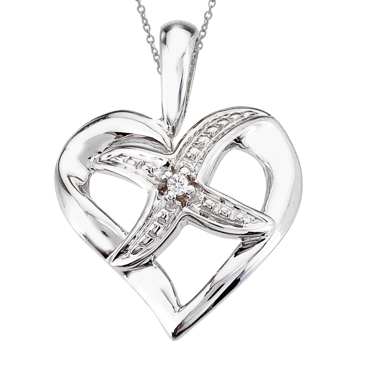 14K White Gold Diamond Fashion Heart Pendant