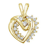 14K Yellow Gold Diamond Heart Pendant