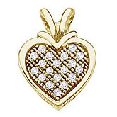 14K Yellow Gold Diamond Heart Pendant
