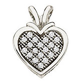 14K White Gold Diamond Heart Pendant