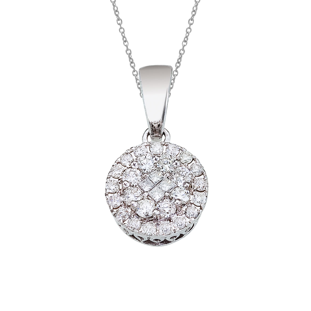 14K White Gold Diamond Clustaire Pendant