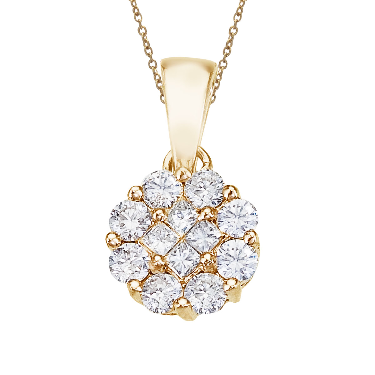 14K Yellow Gold .50 Ct Diamond Clustaire Pendant