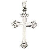 14K White Gold Cross Pendant