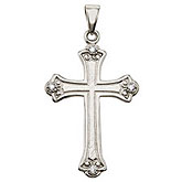14K White Gold Diamond Cross Pendant