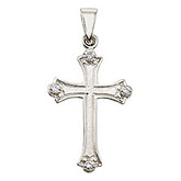 14K White Gold Diamond Cross Pendant
