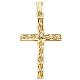 14K Yellow Gold Braided Diamond Cross Pendant