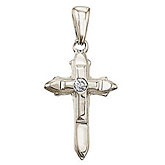 14K White Gold Small Diamond Cross Pendant