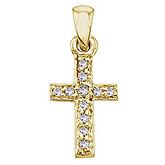 14K Yellow Gold Small Diamond Cross Pendant
