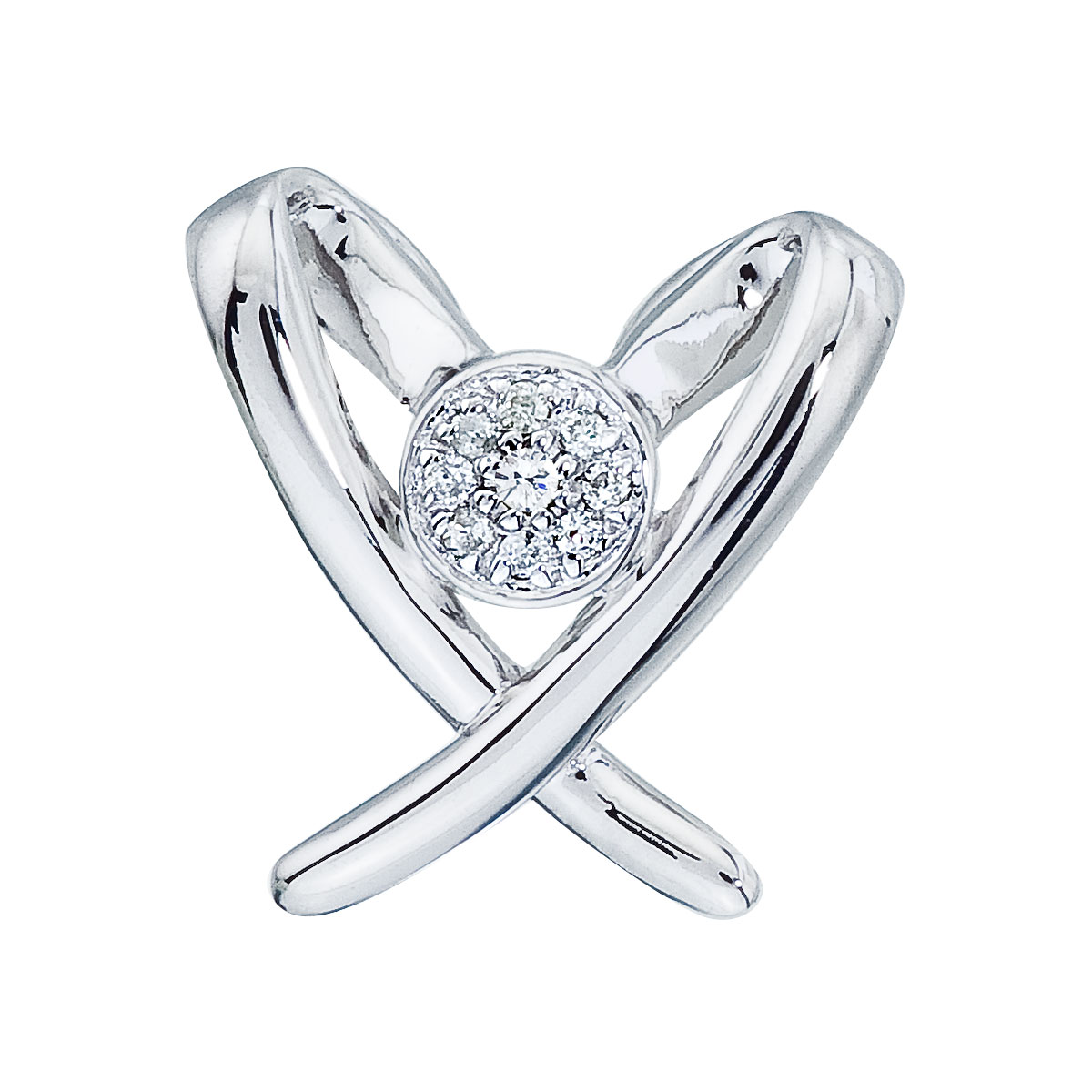 14K White Gold Diamond Heart Pendant