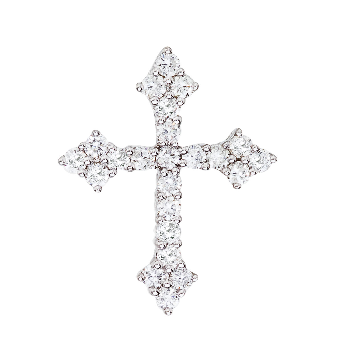 14K White Gold .53 Ct Diamond Cross Pendant