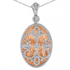 14k Rose Gold and White Gold Diamond Fashion Pendant