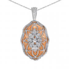 14k Rose Gold and White Gold Diamond Fashion Pendant