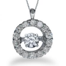 14K White Gold Dashing Diamonds Heartbeat Pendant