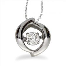 14K White Gold Dashing Diamonds Heartbeat Pendant