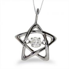 14K White Gold Dashing Diamonds Heartbeat Pendant