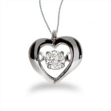 14K White Gold Dashing Diamonds Heartbeat Pendant