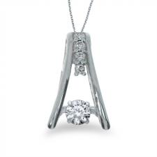 14K White Gold Dashing Diamonds Heartbeat Pendant