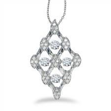 14K White Gold Dashing Diamonds Heartbeat Pendant