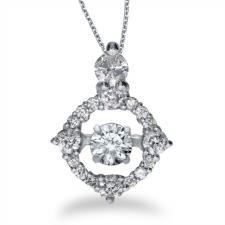 14K White Gold Dashing Diamonds Heartbeat Pendant