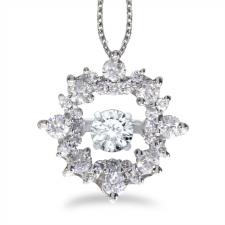 14K White Gold Dashing Diamonds Heartbeat Pendant
