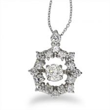 14K White Gold Dashing Diamonds Heartbeat Pendant