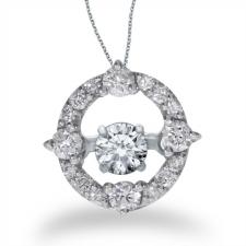 14K White Gold Dashing Diamonds Heartbeat Pendant