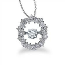 14K White Gold Dashing Diamonds Heartbeat Pendant