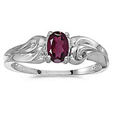 10k White Gold Oval Rhodolite Garnet Ring