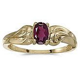 14k Yellow Gold Oval Rhodolite Garnet Ring