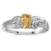 14k White Gold Oval Citrine Ring