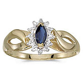 14k Yellow Gold Marquise Sapphire And Diamond Ring