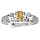 14k White Gold Oval Citrine Ring