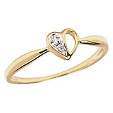 10K Yellow Gold Diamond Heart Ring