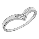 10K White Gold Diamond Chevron Ring