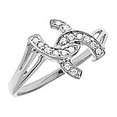 10K White Gold Diamond Horseshoe Ring