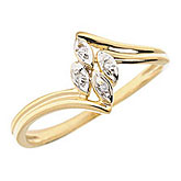 10K Yellow Gold Diamond Leaf Ring