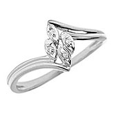 10K White Gold Diamond Leaf Ring