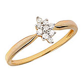 14K Yellow Gold Diamond Cluster Ring