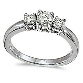14k White Gold 0.50 Ct Three Stone Diamond Ring