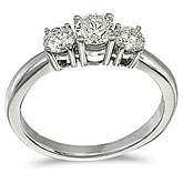 14k White Gold 0.75 Ct Three Stone Diamond Ring