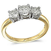 14k Yellow Gold 1.00 Ct Three Stone Diamond Ring