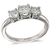 14k White Gold 1.00 Ct Three Stone Diamond Ring