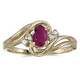 10k Yellow Gold Oval Ruby And Diamond Ring